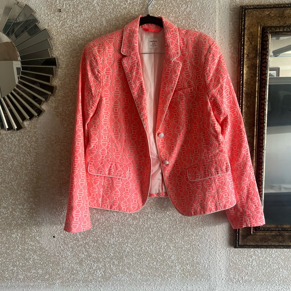 Women's Coral Geometric Blazer